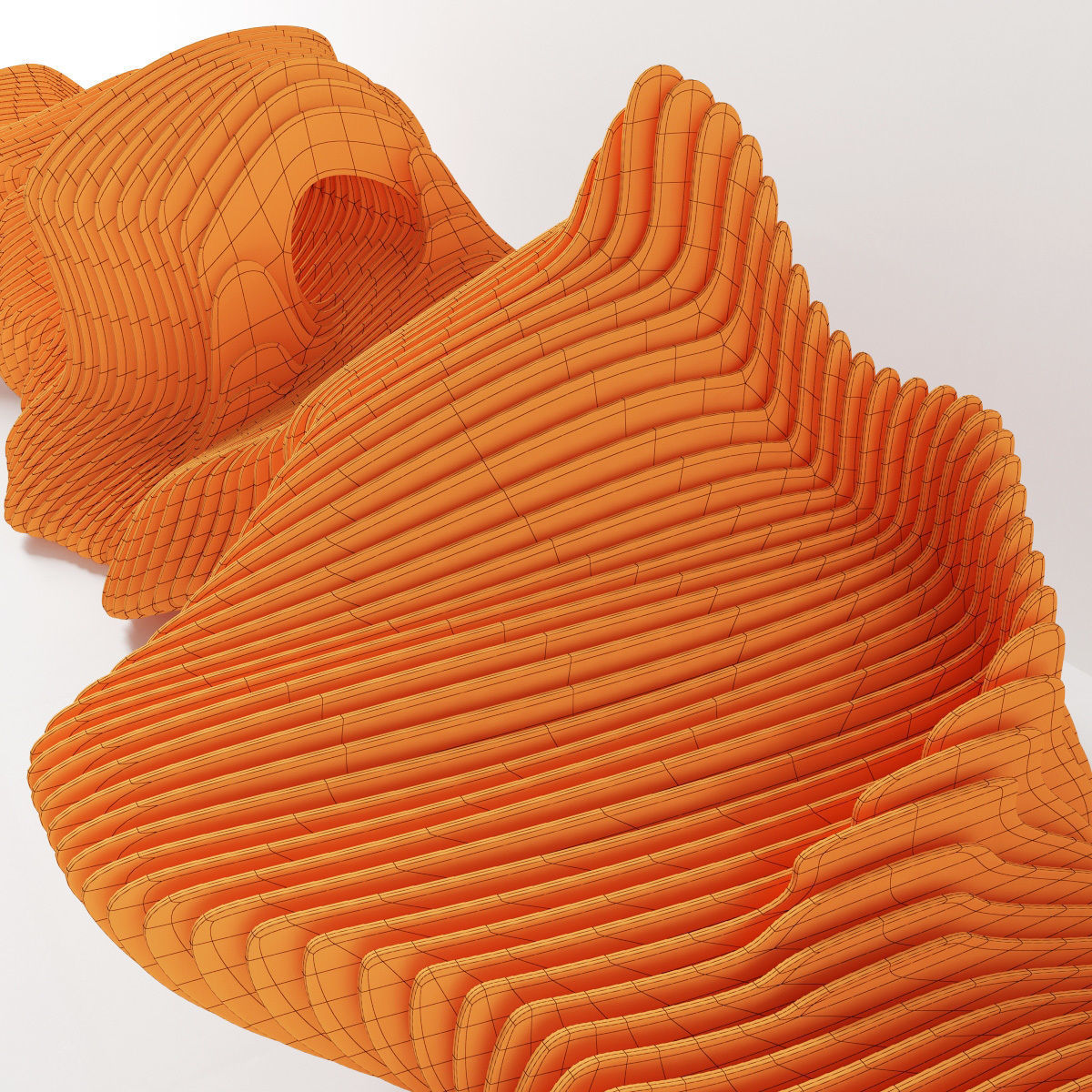 Parametric long  bench n1 3D model_7