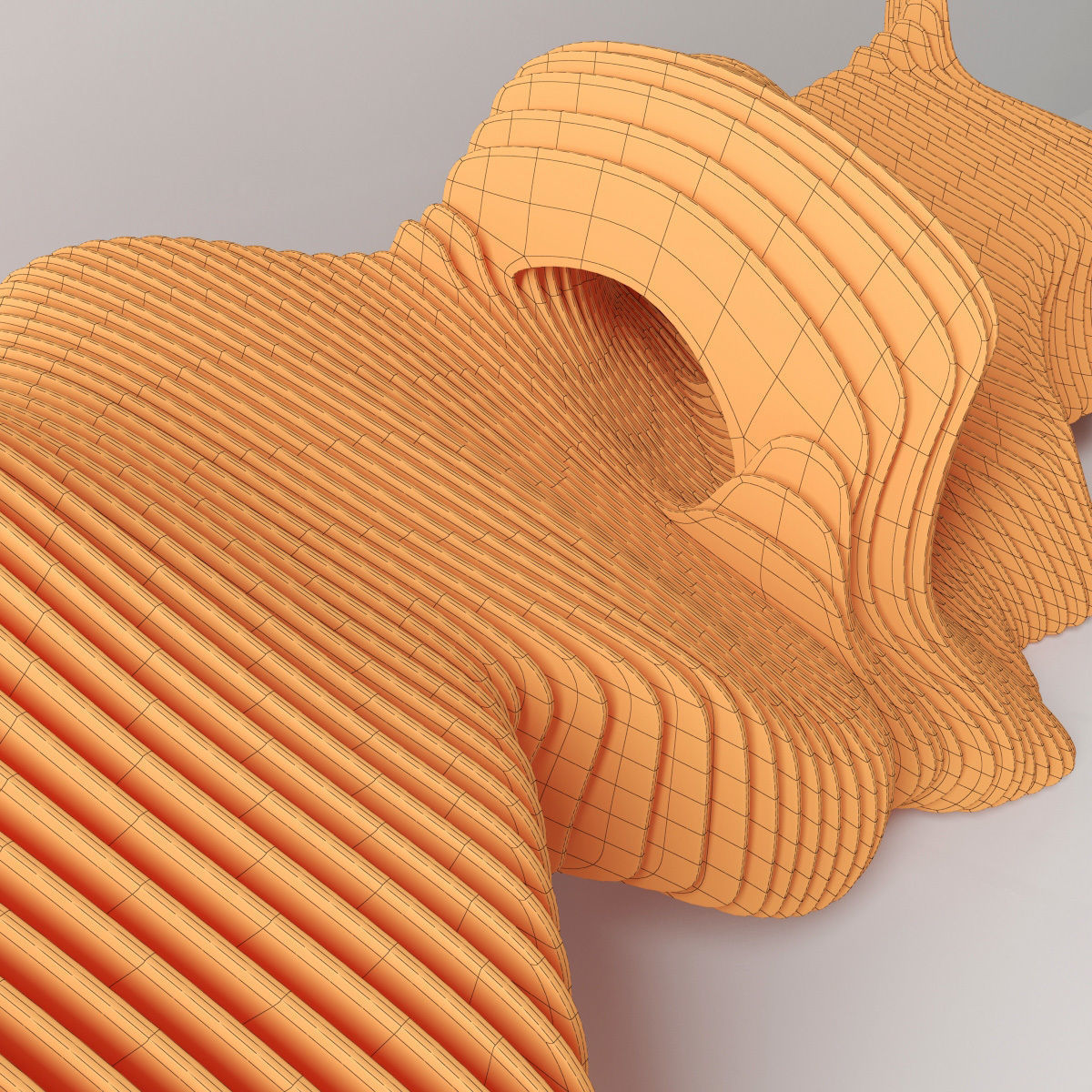 Parametric long  bench n1 3D model_12