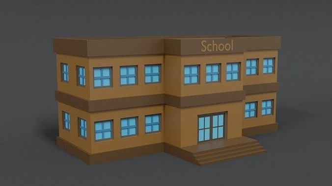 Low Poly Cartoon School Low-poly 3D model