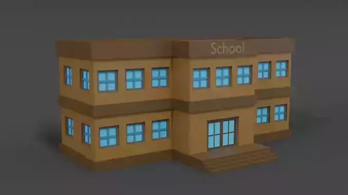 Low Poly Cartoon School