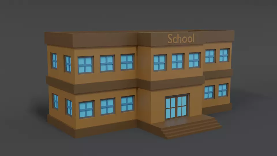 Low Poly Cartoon School Low-poly 3D model_0