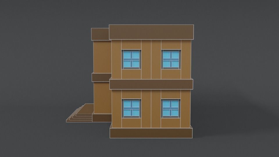 Low Poly Cartoon School Low-poly 3D model_12
