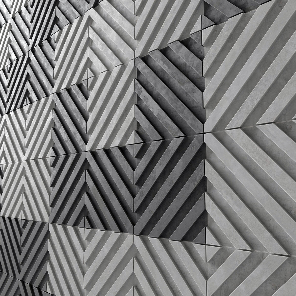 Wall  decor concrete tile line n1  3D model_2