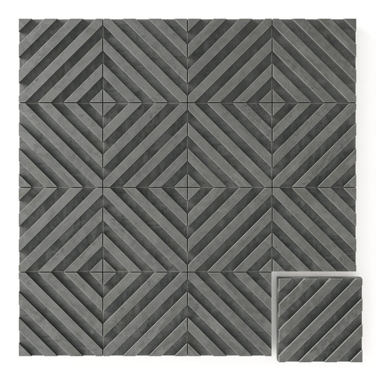 Wall  decor concrete tile line n1  3D model_3