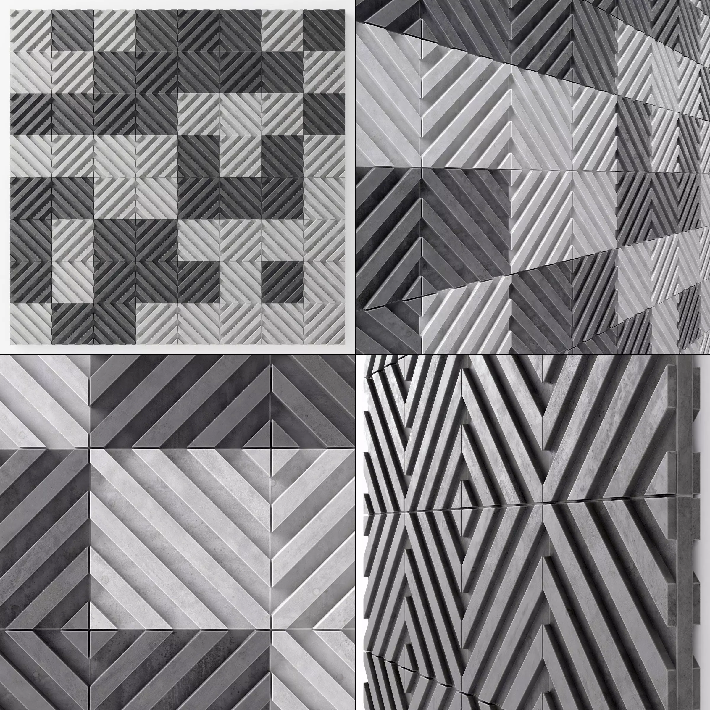 Wall  decor concrete tile line n1  3D model_0