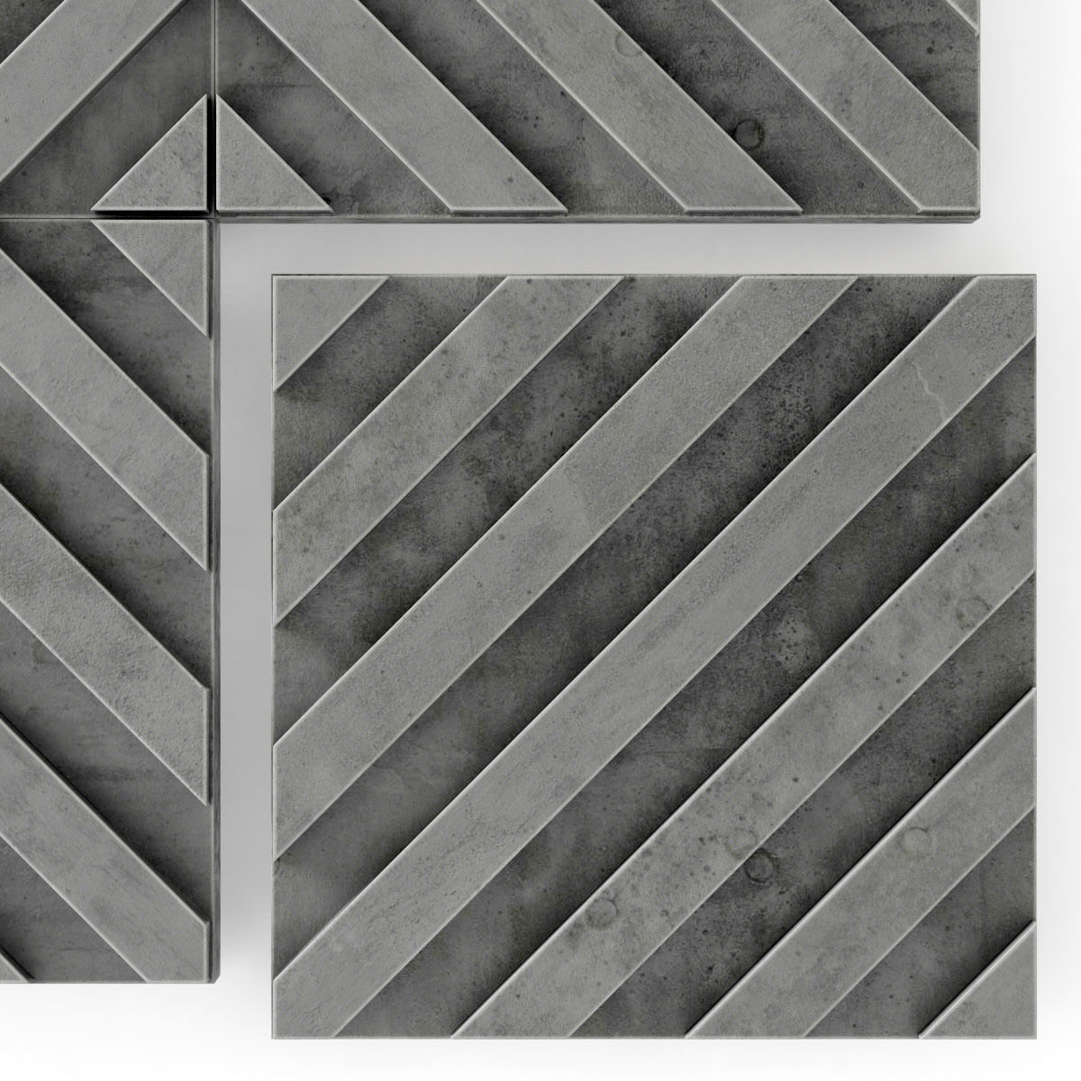 Wall  decor concrete tile line n1  3D model_7