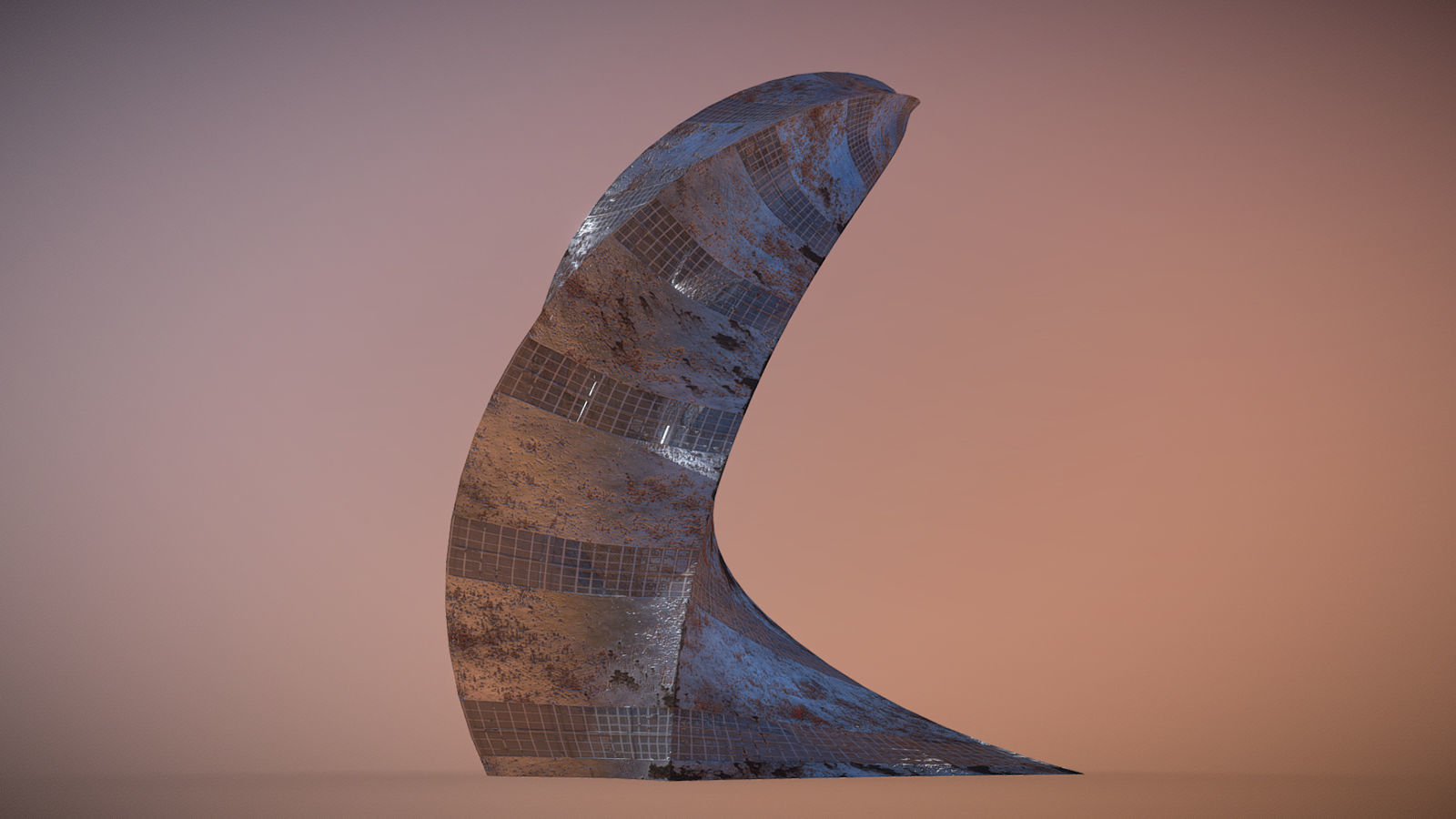 Post Apocalyptic Rusted Building 3D model_2