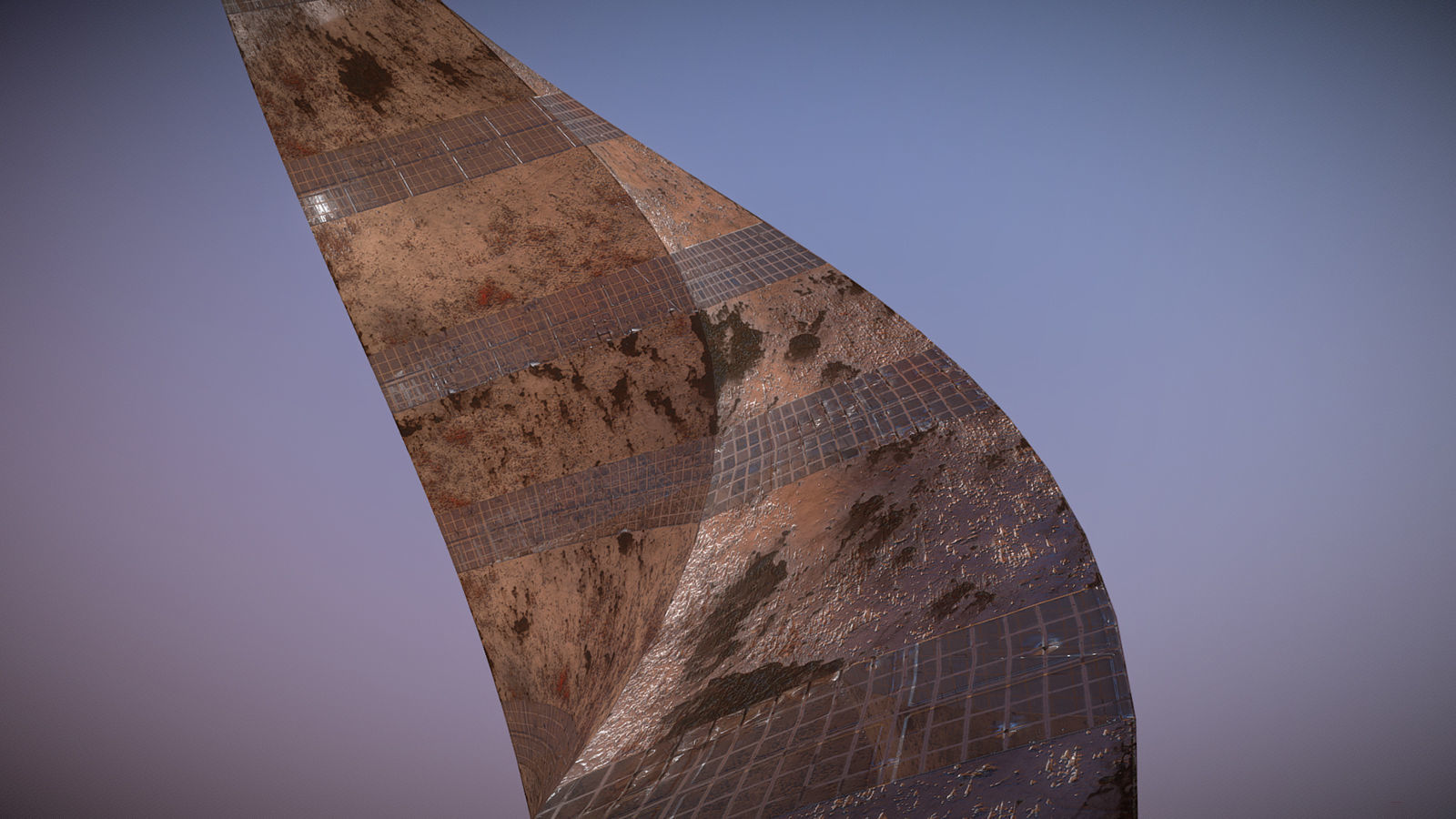 Post Apocalyptic Rusted Building 3D model_5