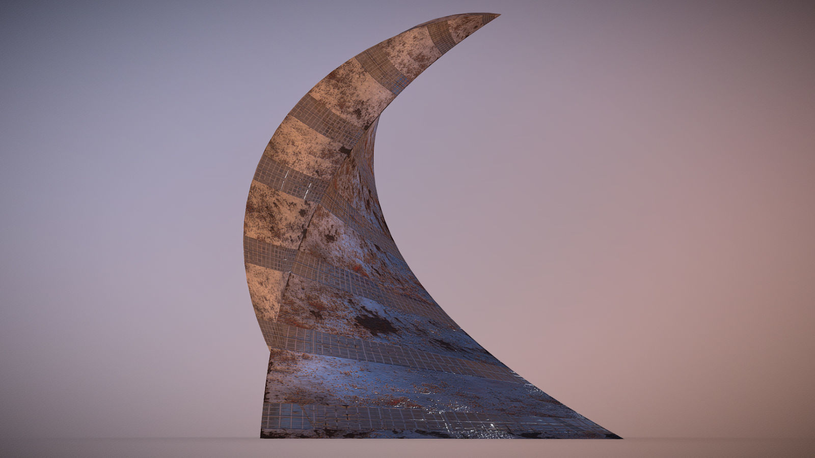 Post Apocalyptic Rusted Building 3D model_3