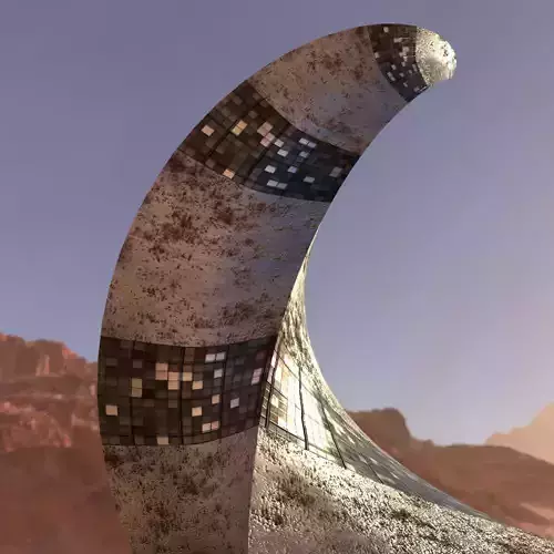 Post Apocalyptic Rusted Building Night Windows