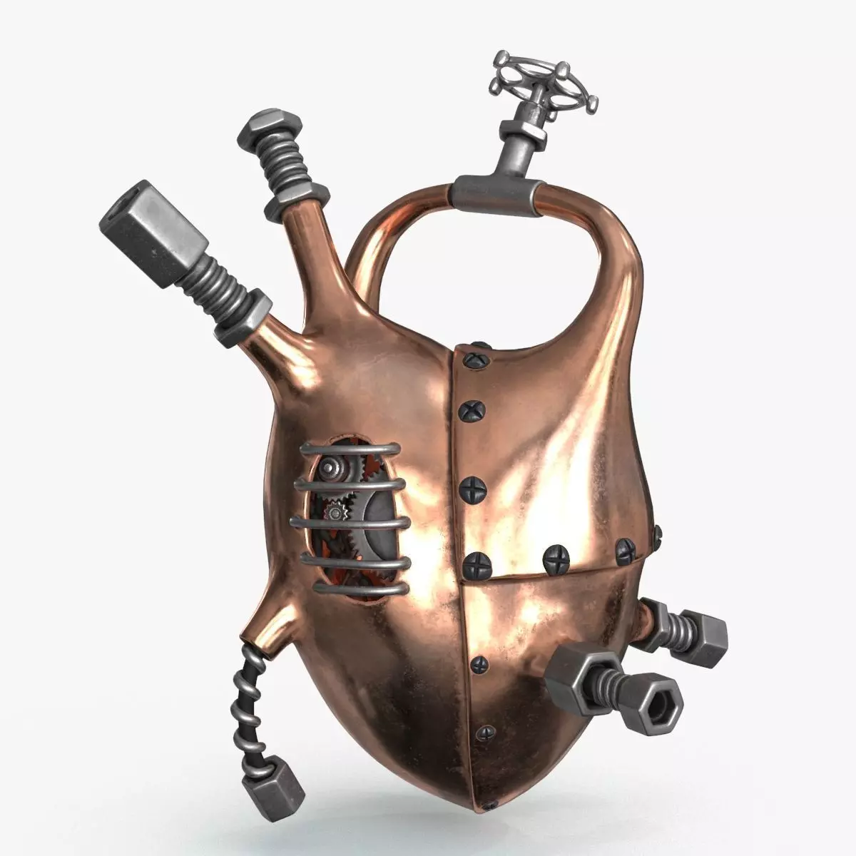 Steampunk Mechanical Heart Low-poly 3D model