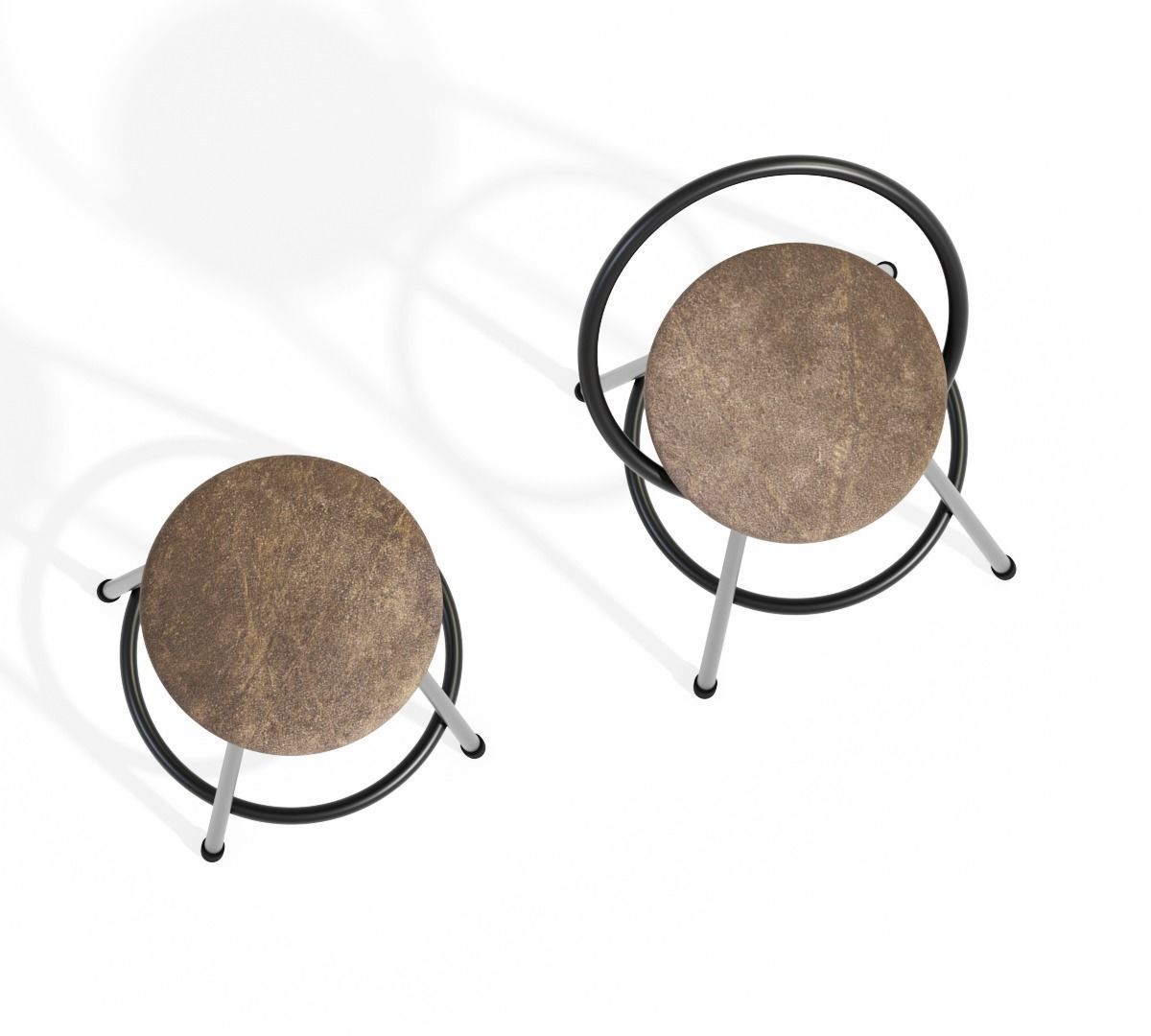 A pair of bar chairs black and brown 3D model_3