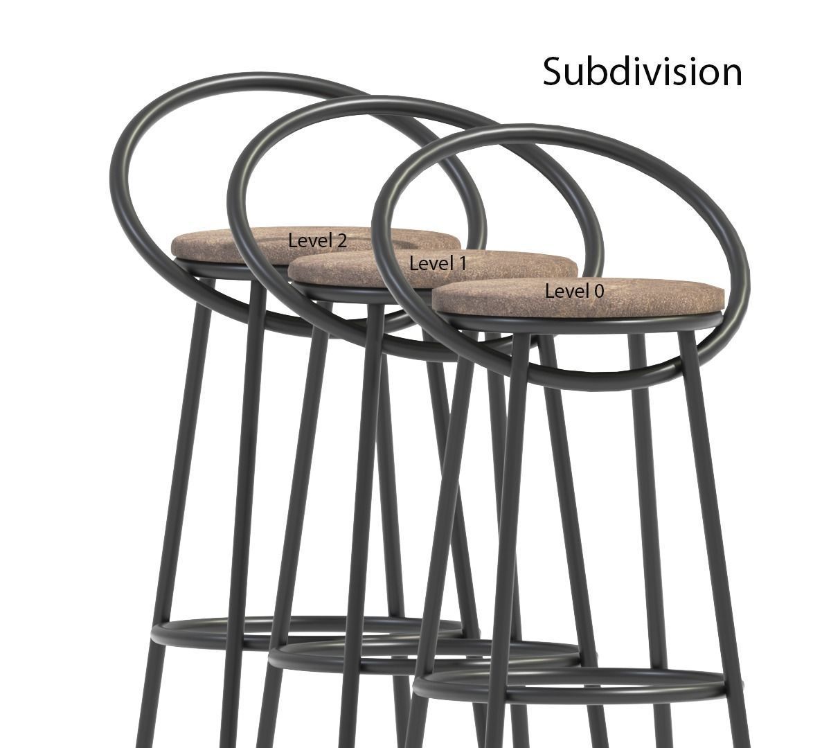 A pair of bar chairs black and brown 3D model_4