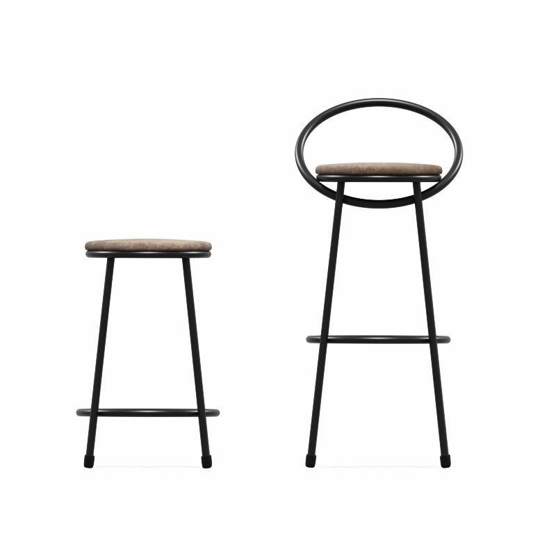 A pair of bar chairs black and brown 3D model_1
