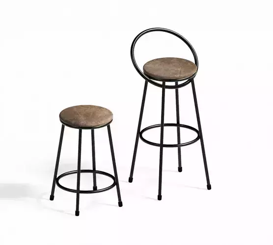 A pair of bar chairs black and brown 