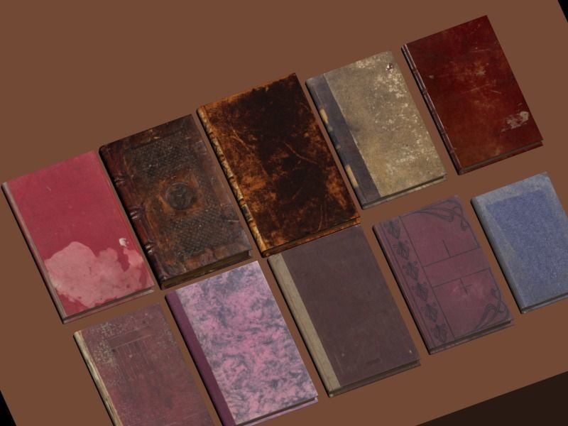 Book Model - Low Poly 10 Old Book Models  Low-poly 3D model_8