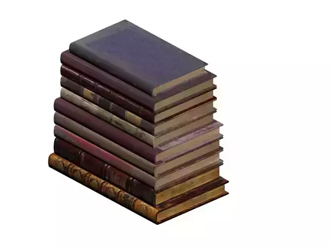 Book Model - Low Poly 10 Old Book Models 