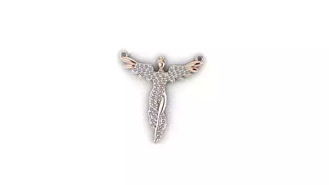 necklace angel pendant in rose gold with diamonds