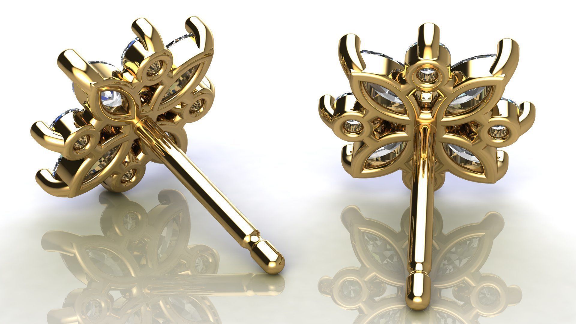 Diamond Cluster Earring 3D print model_10