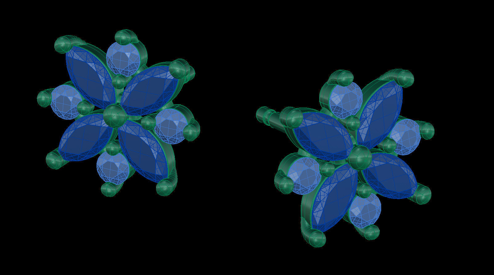 Diamond Cluster Earring 3D print model_17