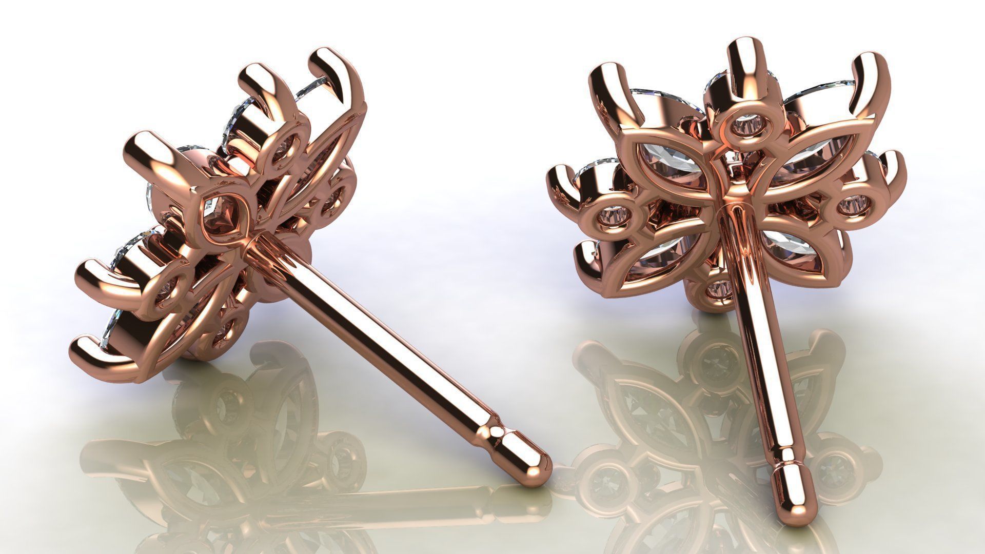 Diamond Cluster Earring 3D print model_15