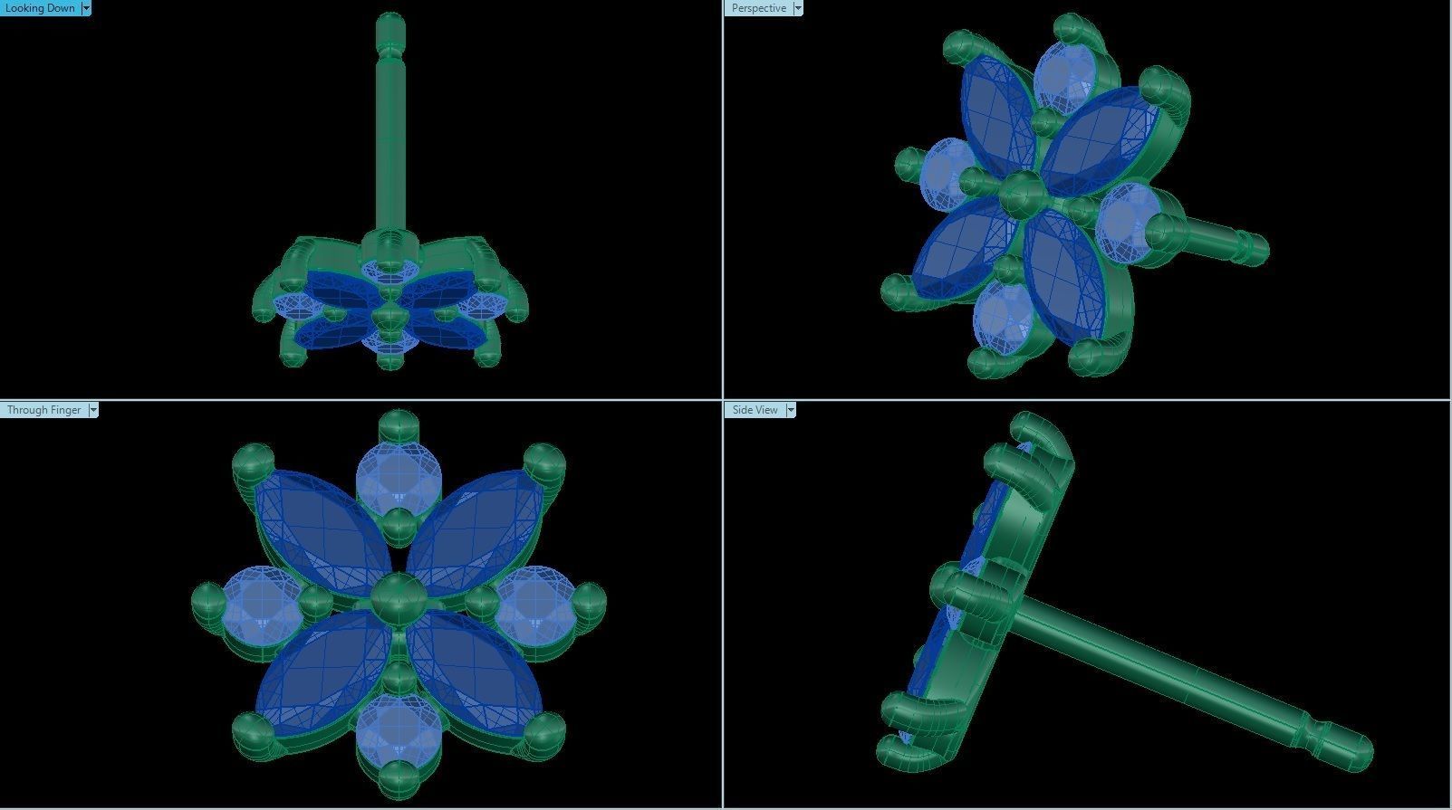 Diamond Cluster Earring 3D print model_1