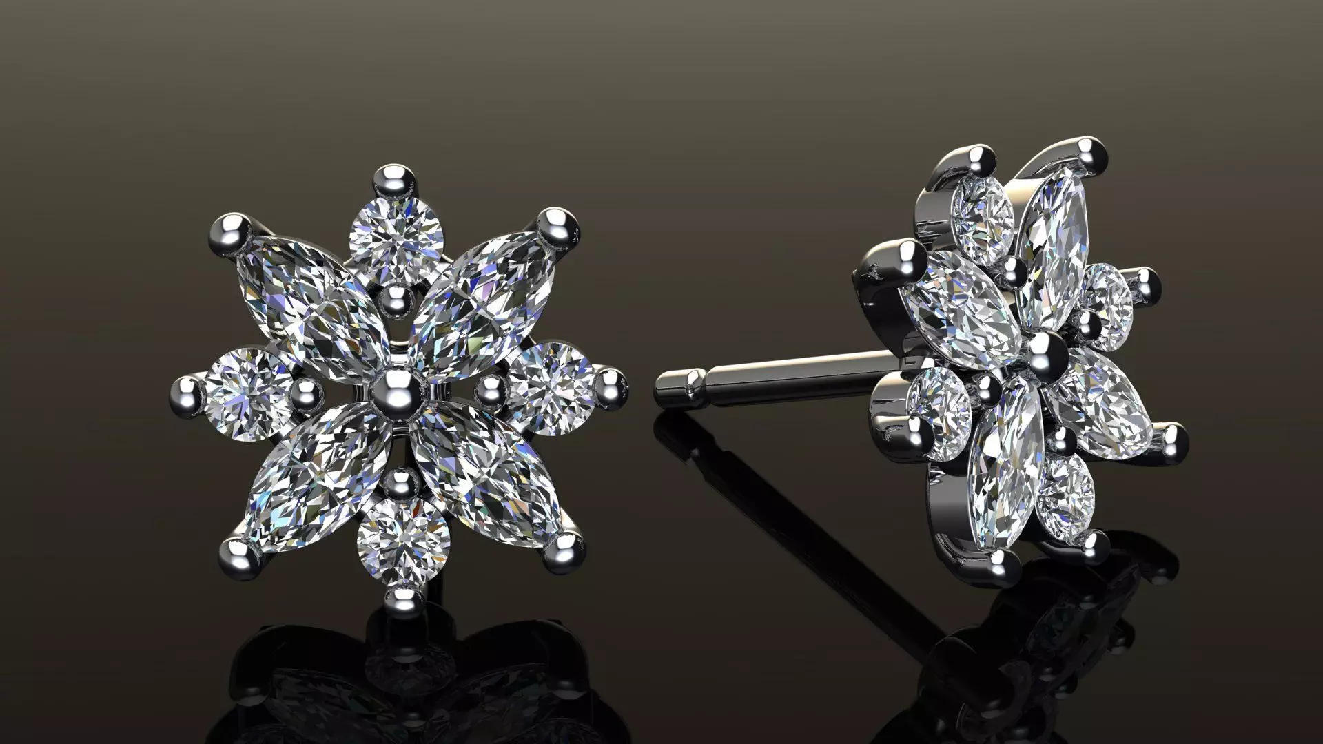 Diamond Cluster Earring 3D print model_0