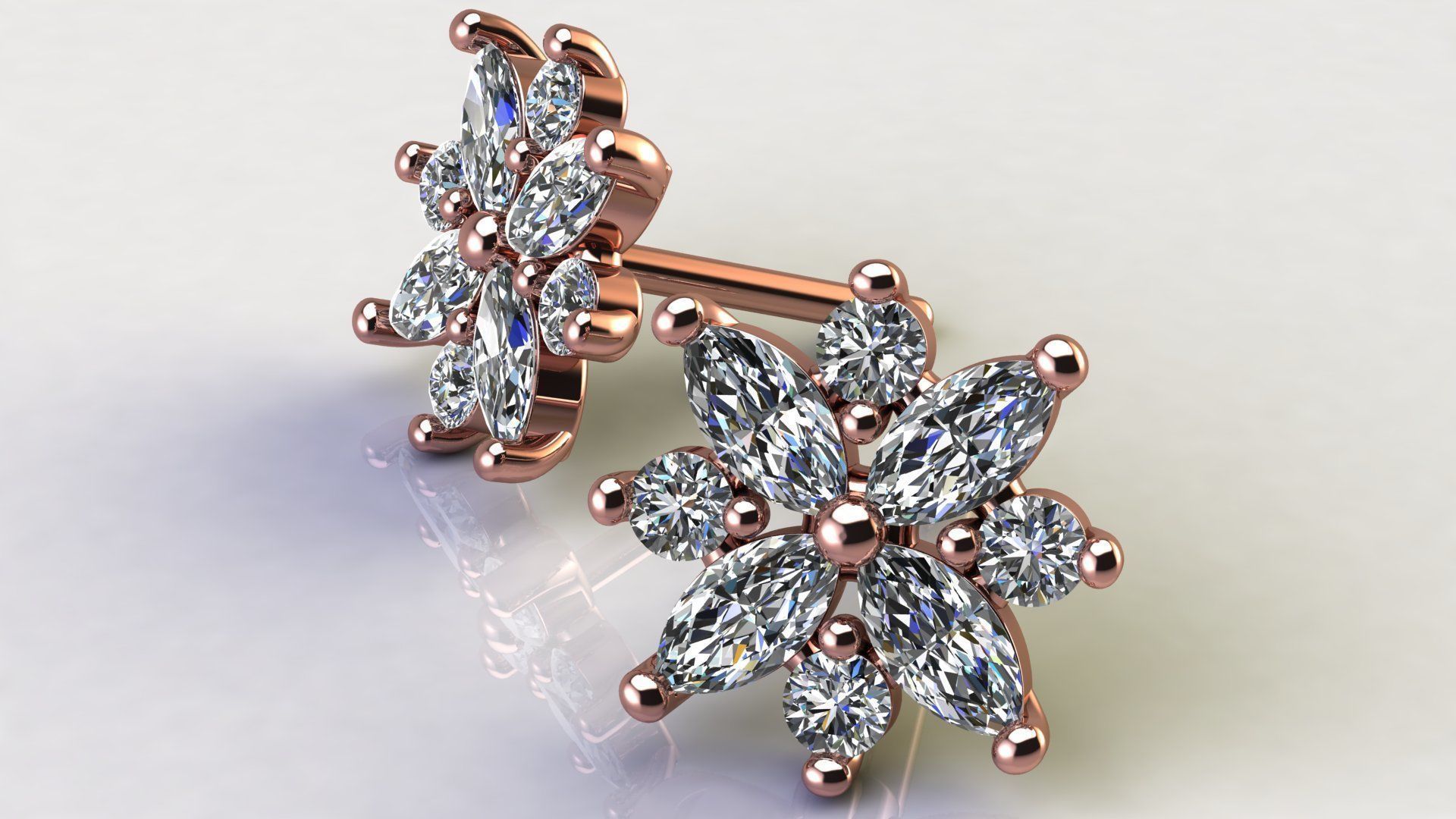 Diamond Cluster Earring 3D print model_14