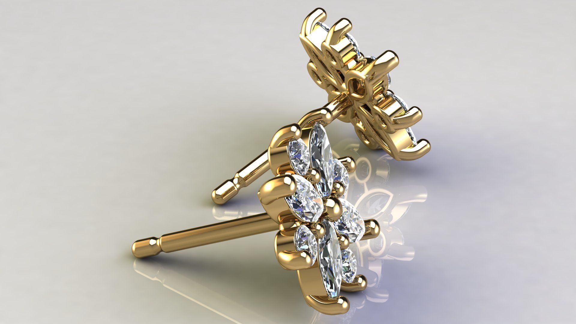 Diamond Cluster Earring 3D print model_12