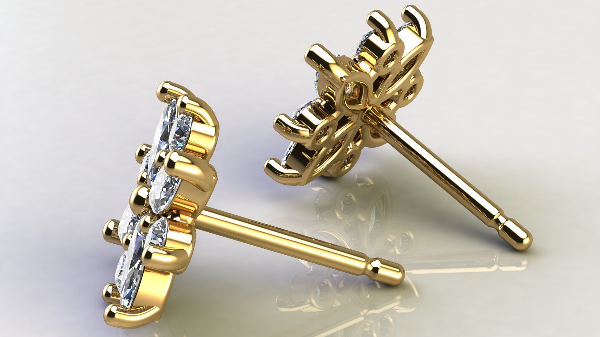 Diamond Cluster Earring 3D print model_11