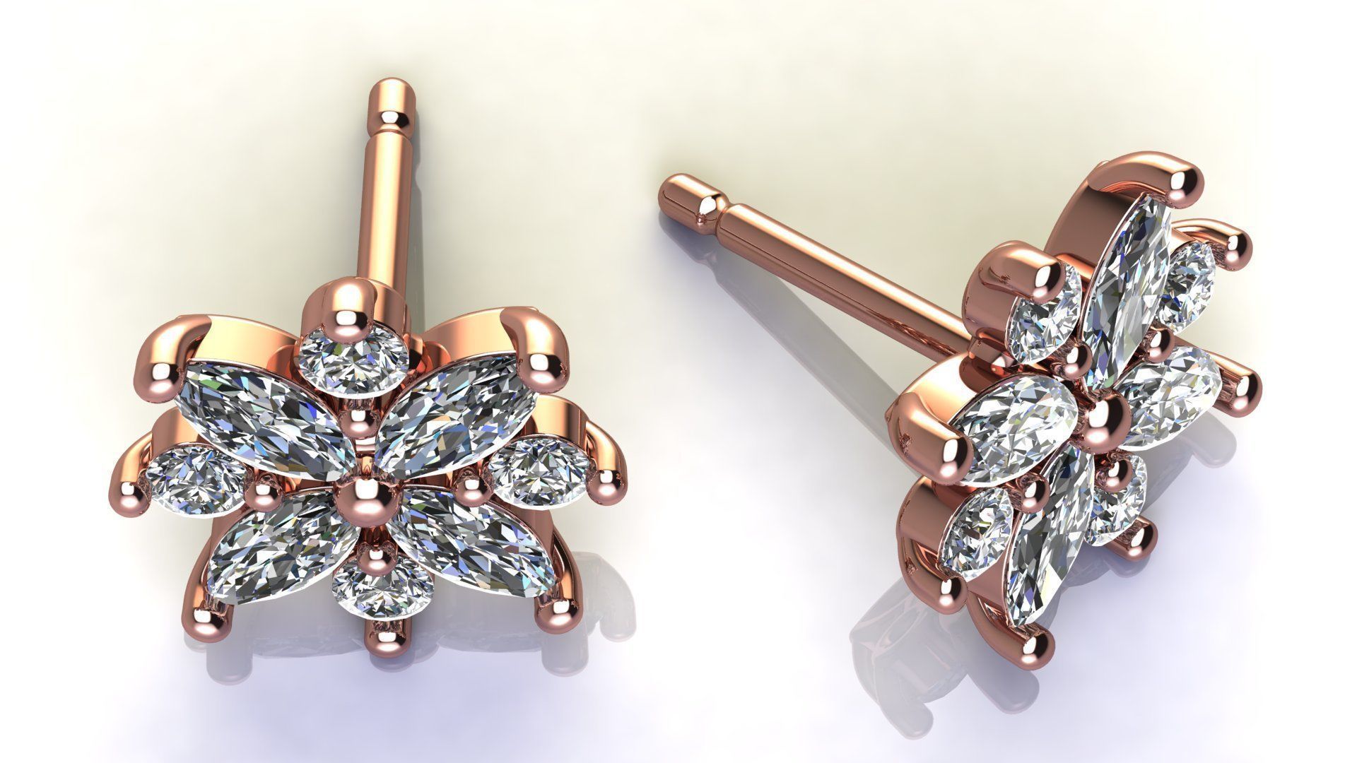 Diamond Cluster Earring 3D print model_16