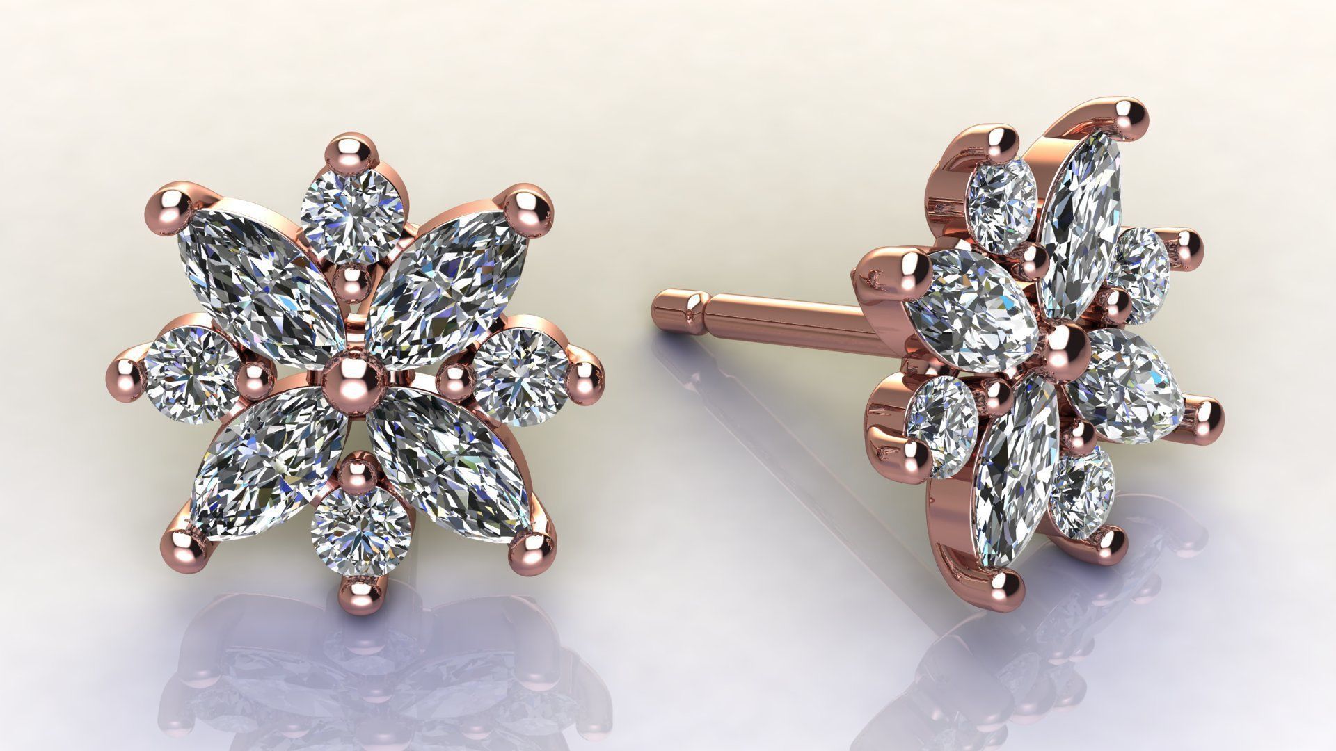 Diamond Cluster Earring 3D print model_13