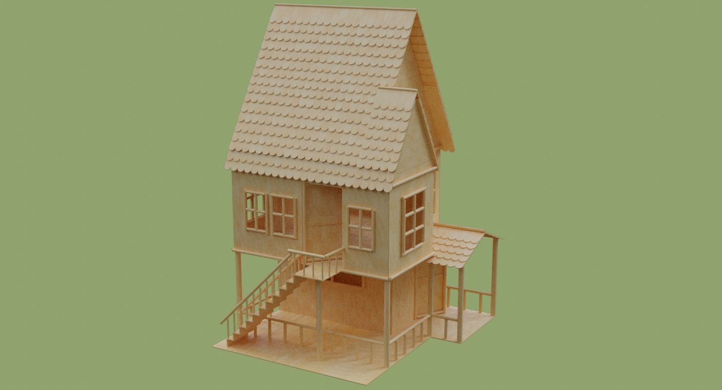 Stick House in Blender and other formats 3D model_51
