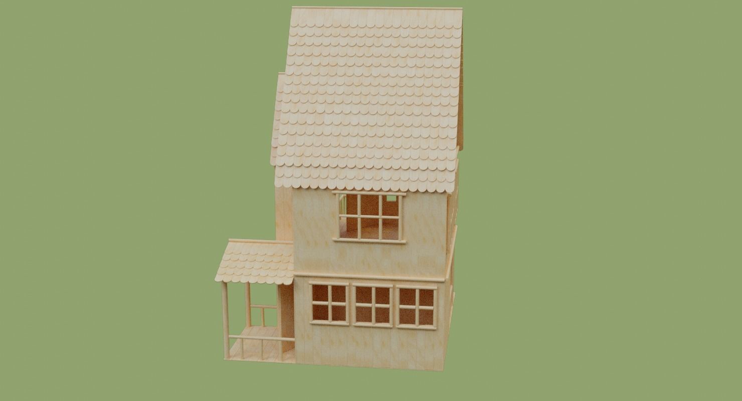 Stick House in Blender and other formats 3D model_11