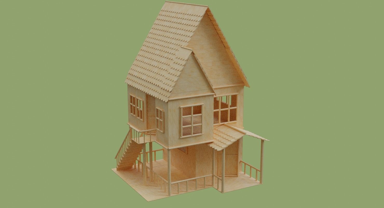 Stick House in Blender and other formats 3D model_57