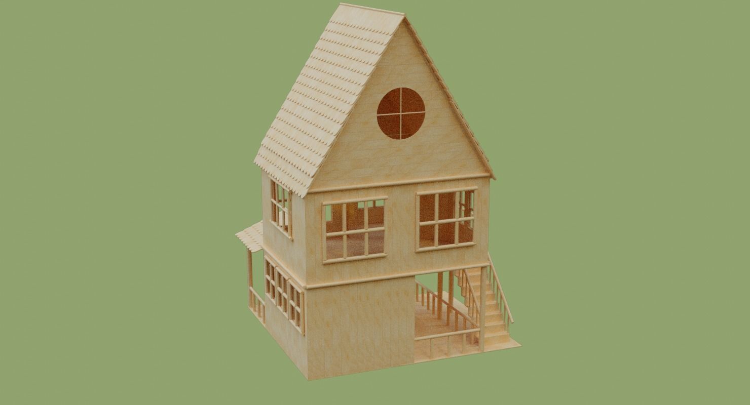 Stick House in Blender and other formats 3D model_23