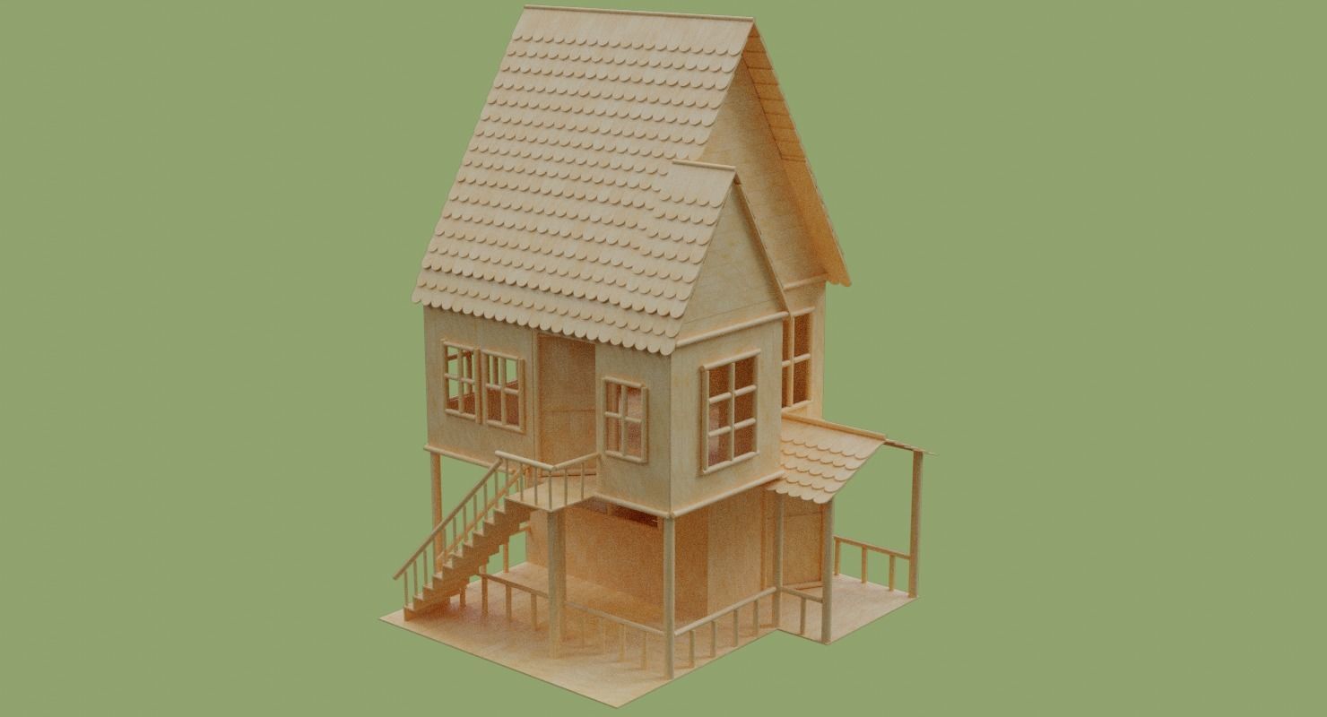 Stick House in Blender and other formats 3D model_53
