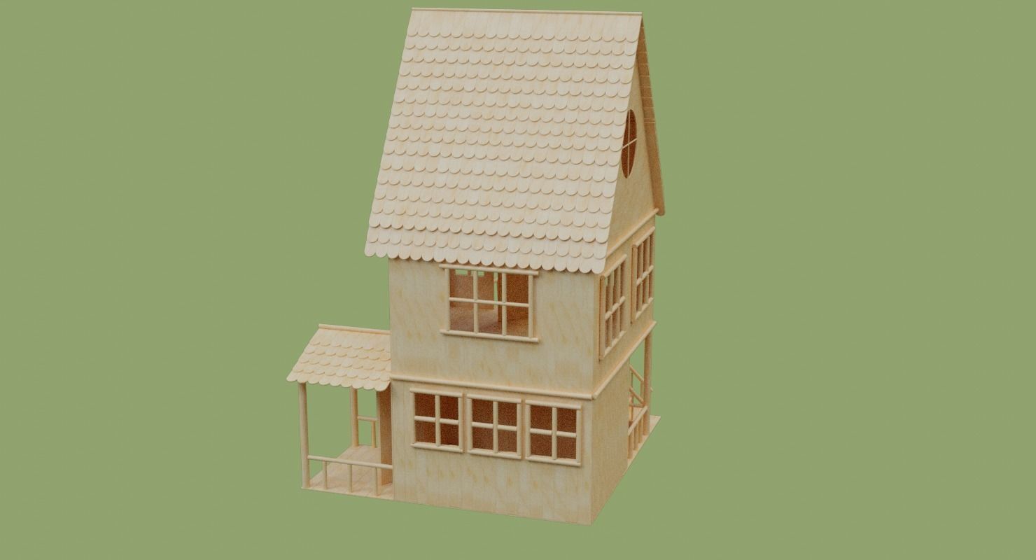 Stick House in Blender and other formats 3D model_13