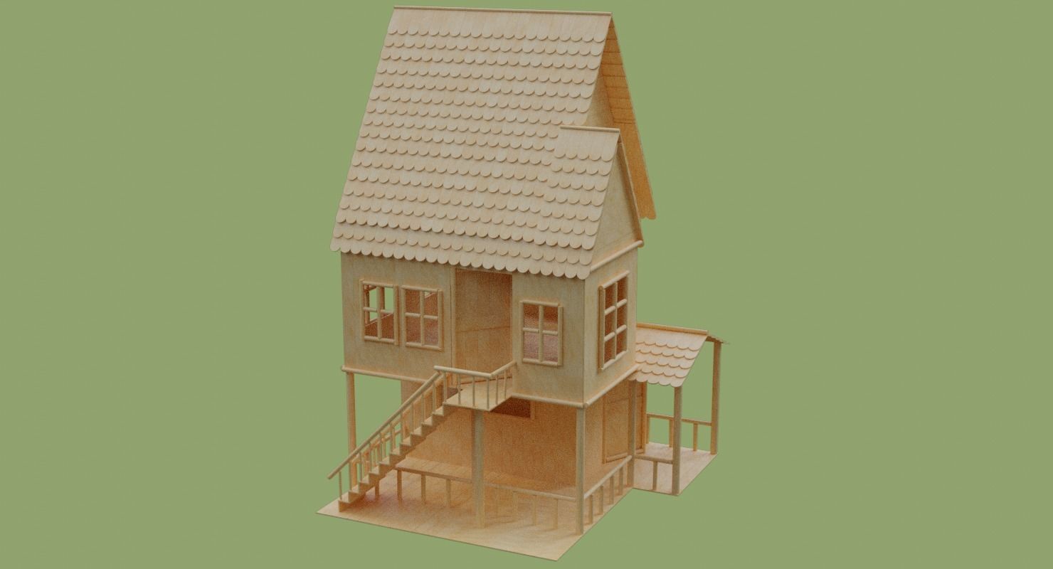 Stick House in Blender and other formats 3D model_50