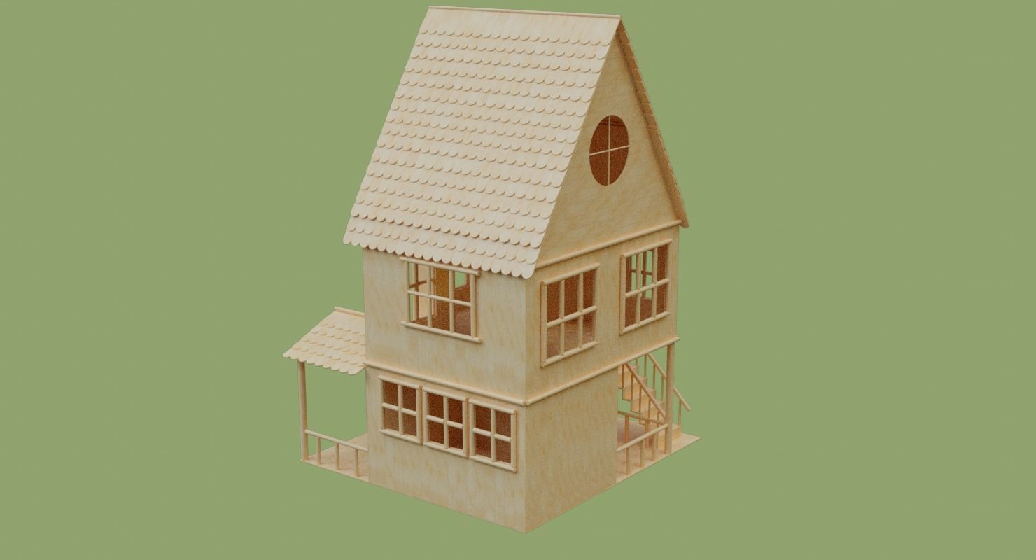 Stick House in Blender and other formats 3D model_17