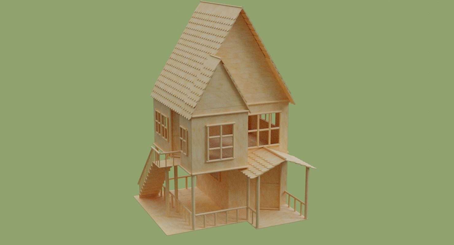 Stick House in Blender and other formats 3D model_58
