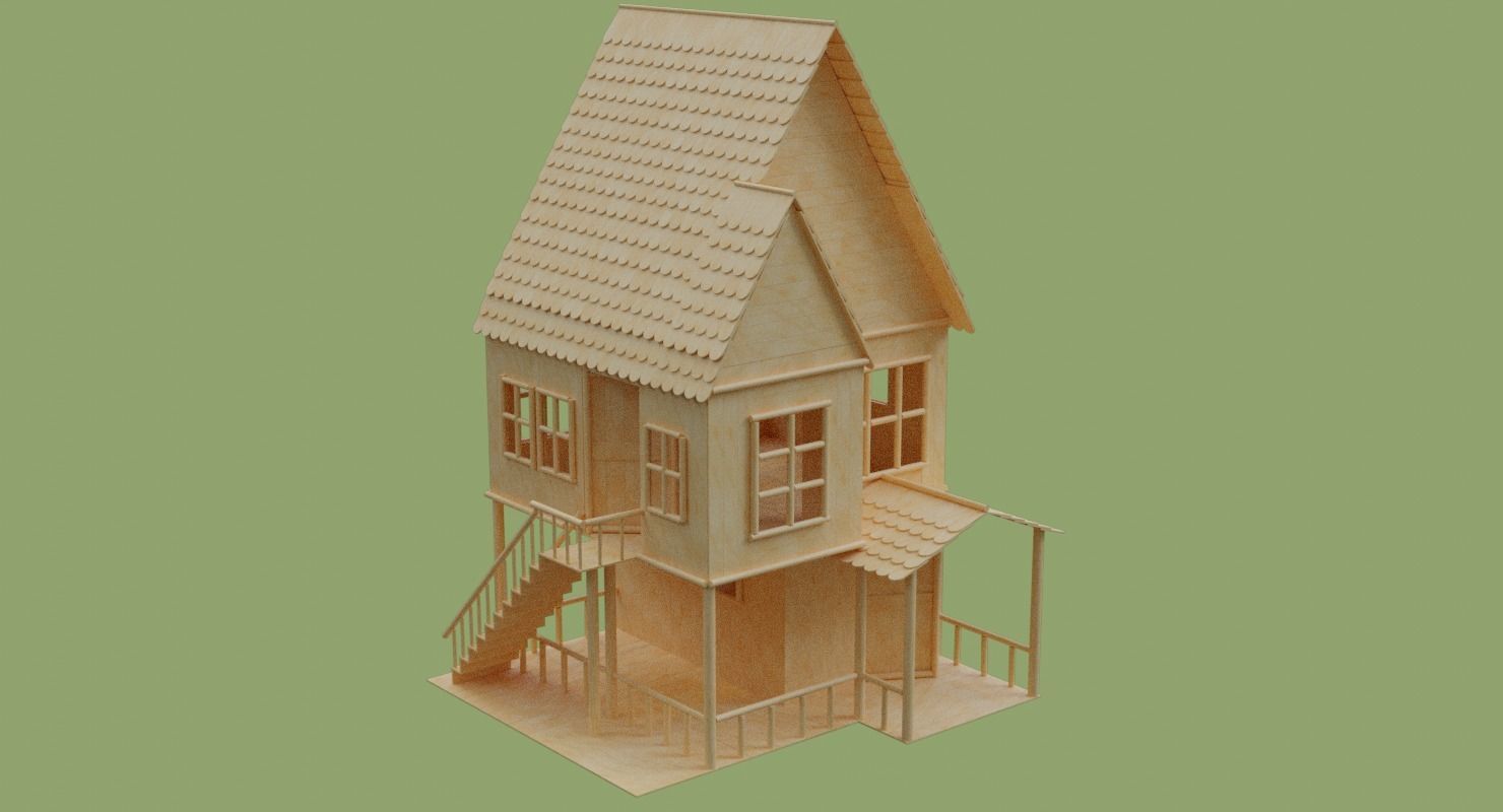 Stick House in Blender and other formats 3D model_55