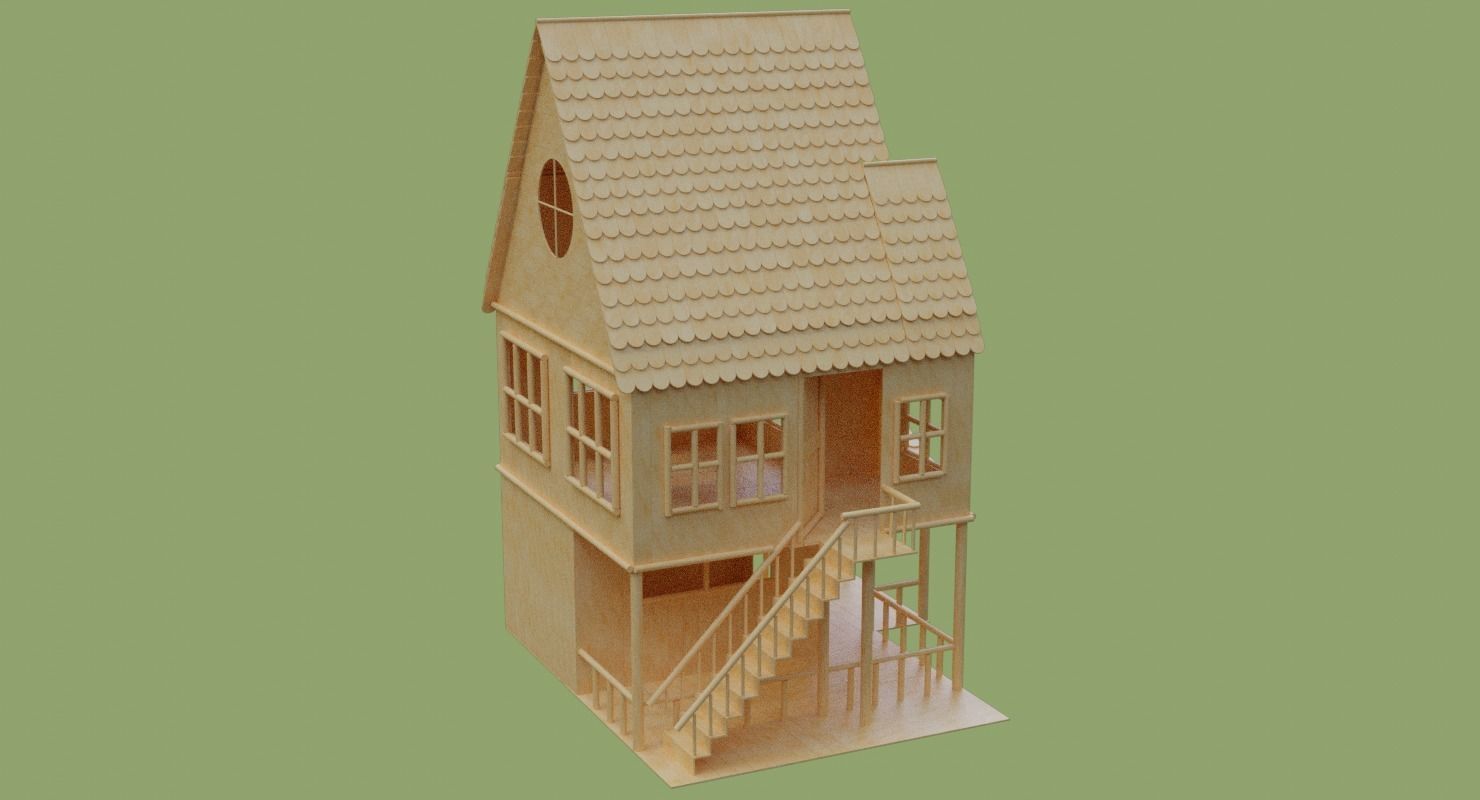 Stick House in Blender and other formats 3D model_40