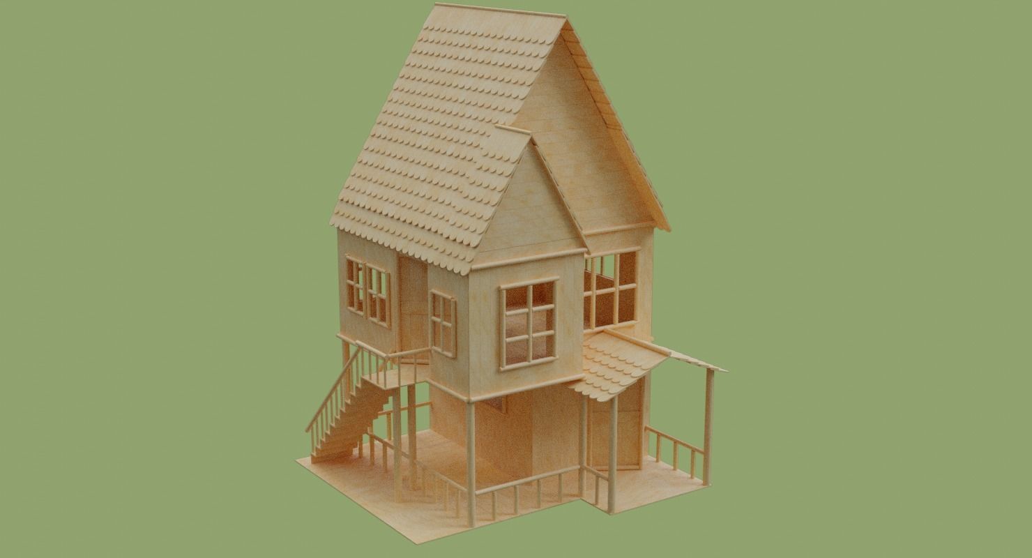 Stick House in Blender and other formats 3D model_56