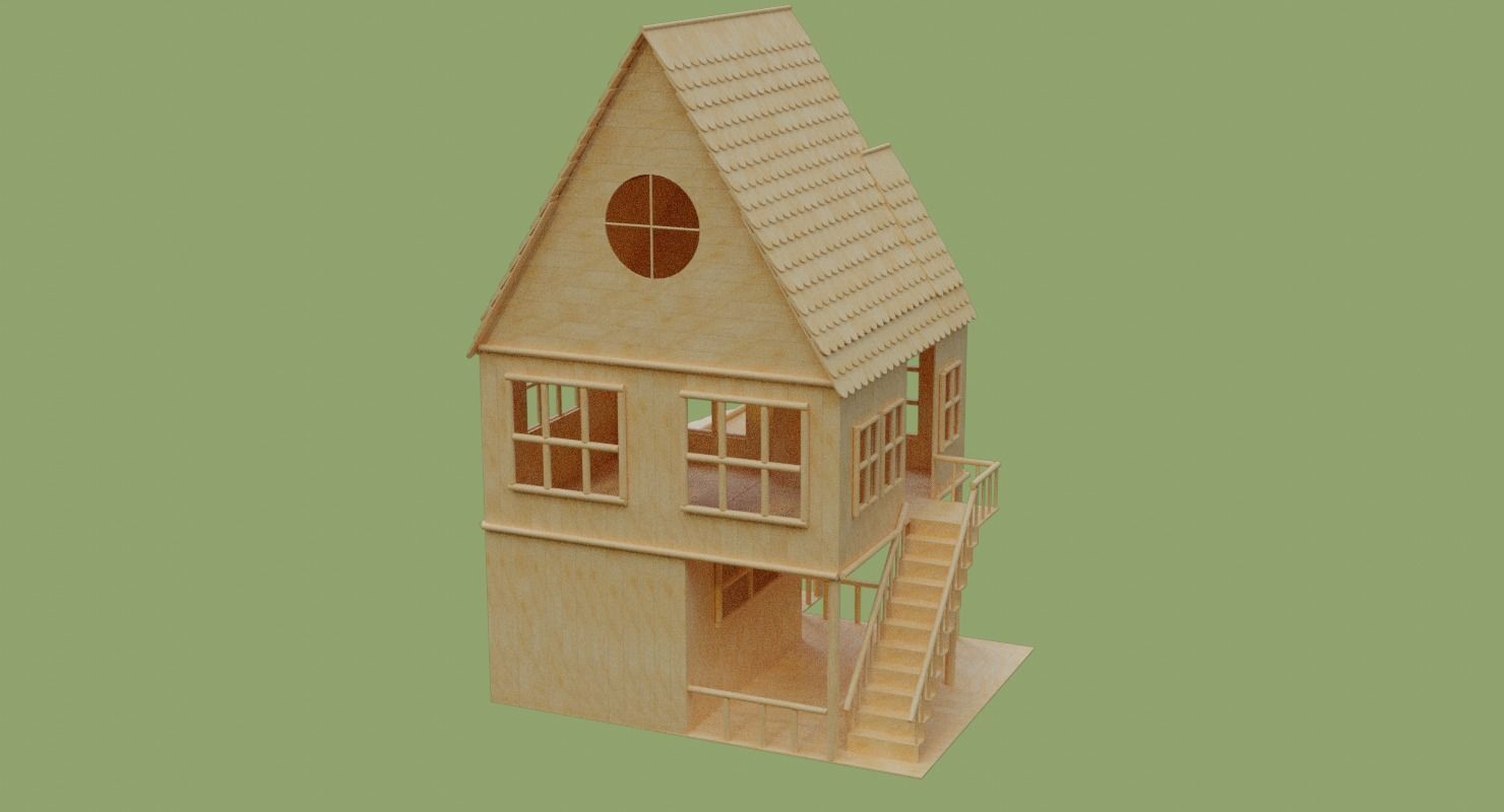 Stick House in Blender and other formats 3D model_32