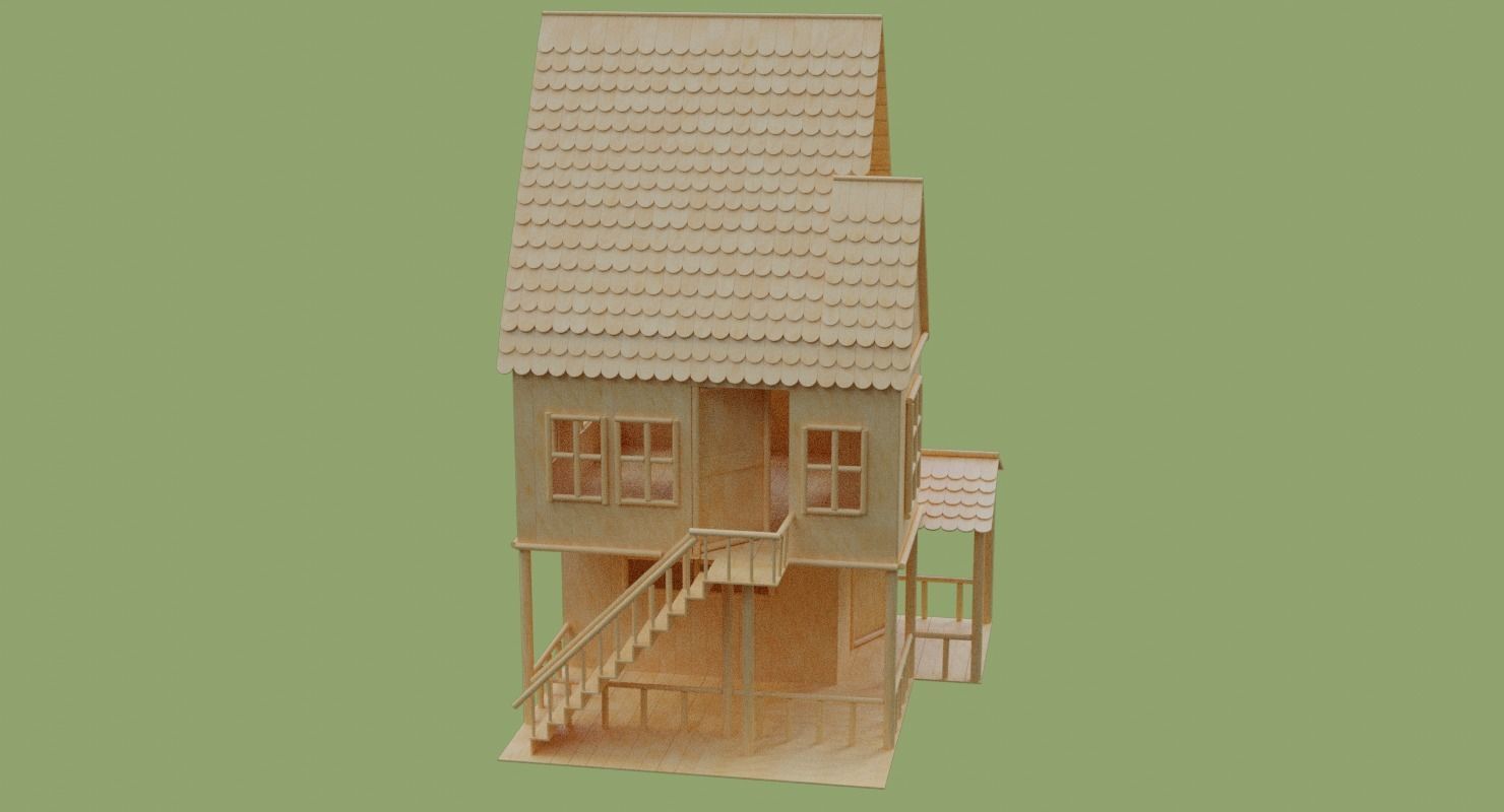 Stick House in Blender and other formats 3D model_47