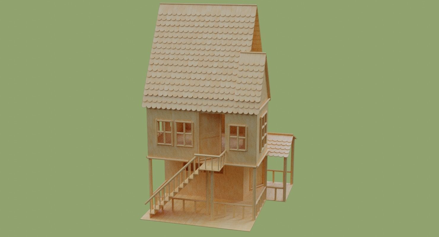 Stick House in Blender and other formats 3D model_48