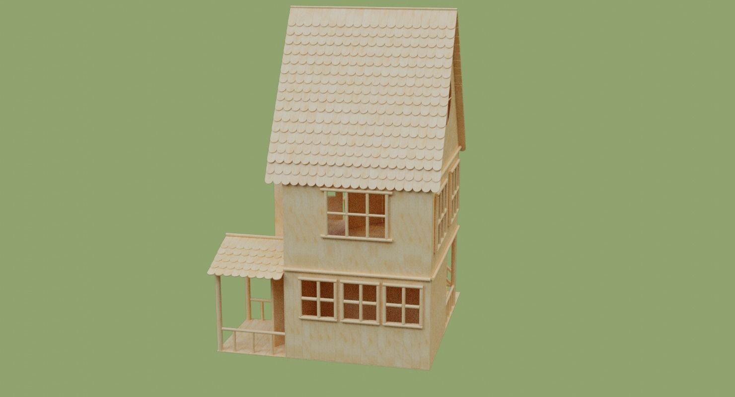 Stick House in Blender and other formats 3D model_12