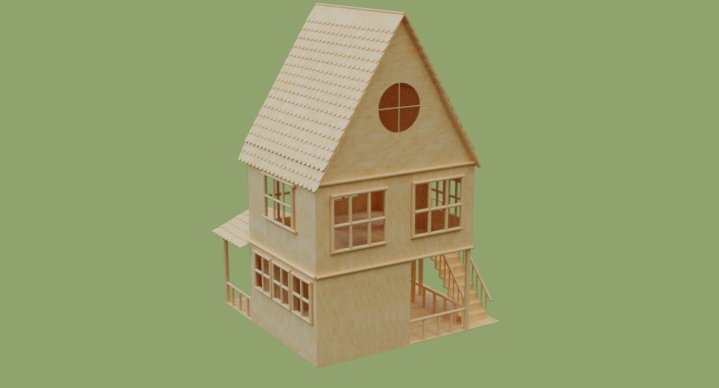 Stick House in Blender and other formats 3D model_21