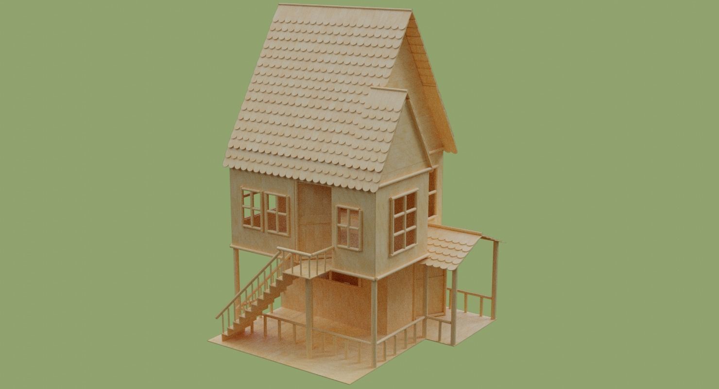 Stick House in Blender and other formats 3D model_52
